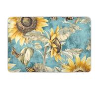 Housse de matelas à langer rustique motif tournesol turquoise extra large, douce, absorbante, lavable en machine, pour enfants, adultes, animaux domestiques, 132,1 x 86,4 cm (L x l)