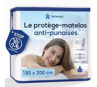 Housse de Matelas Anti punaises de lit - 180x200cm - Alèse intégrale imperméable - Protège Matelas Efficace Contre nuisibles et acariens - Surface en Coton Doux - Epaisseur Extensible 19 à 35cm