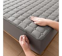 Housse de Matelas avec Fermeture éclair 140x190 Personnalisable Housse Protection Matelas Déménagement Respirant Lavable Couvre/Protège Matelas Integral Matelassé Drap-Housses (140x190+15cm,Gray)