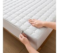 Housse de Matelas avec Fermeture éclair 140x190 Personnalisable Housse Protection Matelas Déménagement Respirant Lavable Couvre/Protège Matelas Integral Matelassé Drap-Housses (140x190+25cm,White)