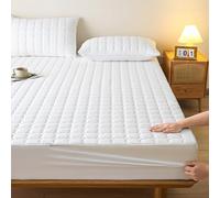 Housse de Matelas avec Fermeture éclair 80x190 Personnalisable Protege Matelas Integral Matelassé Housse Protection Matelas Déménagement Respirant Lavable Couvre/Protège Matelas (160x200+18cm,White)