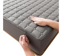 Housse de Matelas avec Fermeture éclair, Protège-Matelas Respirant Lavable Matelas Integral Matelassé Drap-Housses(Gris,80x200x10cm)