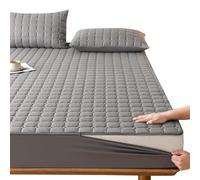 Housse de Matelas avec Fermeture éclair, Protège-Matelas Respirant Lavable Matelas Integral Matelassé Drap-Housses(Gris,80x200x10cm)
