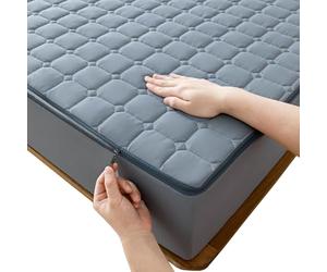 Housse de Matelas avec Fermeture éclair, Protège-Matelas Respirant Lavable Matelas Integral Matelassé Drap-Housses(Bleu,80x200x10cm)