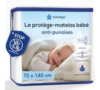 Housse de Matelas bébé Anti punaises de lit - 70x140cm - Alèse intégrale imperméable - Protège Matelas Efficace Contre nuisibles et acariens - Surface en Coton Doux - Epaisseur Extensible 13 à 20cm