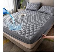 Housse de Matelas Couverture de lit Waterproof Respirant Lavable Couvre/Protège Matelas Gris (90x190cm+1 Taie d'oreiller 65x65cm）