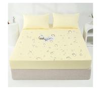 Housse De Matelas Couvre-matelas imperméable, drap-housse de protection réglable avec bande élastique, simple, Double ProtèGe Matelas(Light yellow,180x200x30cm)