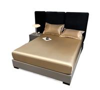 Housse De Matelas Drap-housse imperméable en satin, housse de matelas soie artificielle, couleur unie, bande élastique, for lit petit et grand ProtèGe Matelas(Brown,120x200x25cm 1pc)