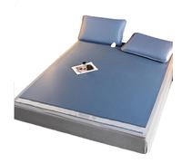Housse de Matelas en Bambou, Housse de Couette fraîche en Soie glacée d'été, Tissu mère et bébé de qualité A, Refroidissement Rapide, adapté à la Maison(Blue,150cm*200cm/55)