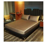 Drap De Lit Soie Drap-Housse de lit en Soie Profonde 25CM Housse de Matelas en Soie véritable Taille personnalisée draps de literie Haut de Gamme de Luxe(Khaki,140x190x25cm)