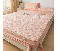 Housse de Matelas Imperméable, Protège-Matela Matelassé, Couvre de Matelas Extensible pour 28cm Matela Épais de Profondeur, Imperméable Drap Housse Pink B 90x200cm