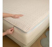 Housse de Matelas Integrale 160x190/200 Personnalisable Housse Protection Matelas Demenagement Protege Matelas Matelassé Respirant Couvre et Protège-matelas Lavable Draps Housses(160x190+30cm,Beige)