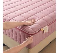 Housse de Matelas Intégrale Demenagement 140x190 Personnalisable Housse pour Matelas de Protection avec Fermeture Éclair Respirante Protege Matelas Matelassé à Cinq Côtés Surmatelas(140x200+20cm,Pink)