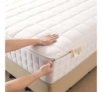 Housse de Matelas Intégrale Demenagement 140x190 Personnalisable Housse pour Matelas de Protection avec Fermeture Éclair Respirante Protege Matelas Matelassé à Cinq Côtés Surmatelas(90x200+30cm,White)
