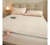 Housse de Matelas matelassée Lavable, protège-Matelas Personnalisable, Housse de Matelas Monobloc en différentes Tailles, Respirante et Facile à Nettoyer-Beige- 80x190+15cm