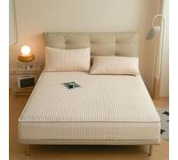 Housse de Matelas matelassée Lavable, protège-Matelas Personnalisable, Housse de Matelas Monobloc en différentes Tailles, Respirante et Facile à Nettoyer-Beige- 70x190+25cm