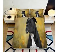 Housse de Matelas Microfibre, Impression 3D Dogue Allemand Noir, Parure de Lit, Décor Chambre, Cadeau Anniversaire, Dou au Toucher, Protection Matelas, Facile d'entretien, 160x200x25cm