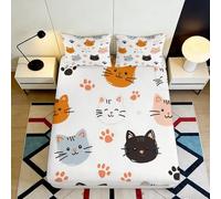 Housse de Matelas Motif Chat Mignon Microfibre 3D Printed Imprimé Pattes Décoratives Protection pour Chambre Appartement Cadeau 90x200x25cm