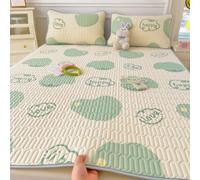 Housse de Matelas Rafraîchissante Soie Glacée, Fleurs 3D Drap Soie Glacée avec Taies d'oreiller,Couvre-lit Matelassé Simple Double,Lavable en Machine Anti-Dérapant pour Nuits Été, 200*220, Color 6