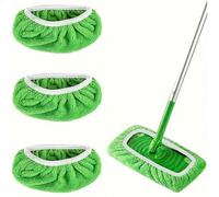 Housse de Mop 1/3/6pc Microfibre Vadrouille Chiffons De Nettoyage À Sec Tampons Réutilisables Vert Meubles Sol Lavable Chiffon Serviette Pour laver le sol(Green,3pcs)