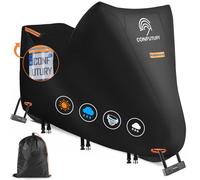 Housse de moto imperméable avec fenêtre de plaque d'immatriculation, housse de moto 600D, intérieur nano argenté, 4 bandes réfléchissantes, 3 boucles coupe-vent, convient pour Suzuki, Honda, Kawasaki