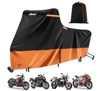 Housse de Moto XL très résistante, Housse de Moto 420D imperméable, Rangement extérieur avec Nano-revêtement, 5 Bandes réfléchissantes, aérations, 3 Boucles Coupe-Vent, Fermeture éclair d'antenne