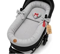 Housse de Nacelle Universelle en Mousseline de Coton - Habillage Respirant | qui Habille et Protège la Poussette Set 3 Pièces avec Coussin Matelas pour Nouveau-né · Gris