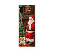 Housse de Noël - Mignon Chiot de Père Noël Décoration pour bannière, Couverture de fenêtre Polyvalente pour décorations de Noël | pour entrée, fenêtre, Mur, por