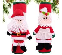 Housse de Noël pour poignée de porte de réfrigérateur - Lot de 2 protections pour poignée de porte de réfrigérateur | Gants avec poignée de réfrigérateur du Père Noël de 23 x 6,5 cm | Housse lavable