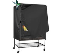 Housse de nuit respirante noire pour cage à oiseaux pour perroquets calopsittes et conures