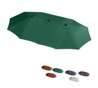 Housse de parasol de terrasse à 3,6 m - Toile de rechange double face imperméable pour parasol de jardin, protection supérieure pour parasol de jardin, vert foncé
