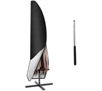 Housse de Parasol Déporté 3 x 4m DRMKER - Imperméable Anti-UV Vent Noir