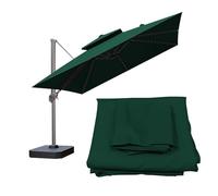 Housse de parasol déporté carrée de 2,5 m, double couche, auvent de rechange pour parasol de terrasse, protection UV, imperméable, résistante à la décoloration, vert foncé