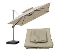 Housse de parasol déporté carrée de 2,5 m - Double couche de rechange pour parasol de terrasse - Protection UV - Résistante à l'eau et à la décoloration - Kaki