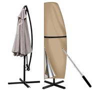 Housse de Parasol Imperméable avec Tige, Housse de protection Coupe-Vent Bâche pour Parasol avec Sangle et Cordon, Revêtement Argenté Anti-Déchirure(Kaki,205x25cm (80x10in))