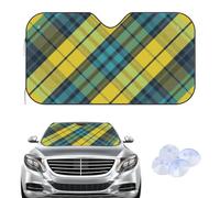 Housse de pare-brise à carreaux bleu et jaune, couverture d'hiver pour voitures, accessoires de voiture pour pare-brise de voiture, cadeau de nouveau conducteur, protection d'écran d'hiver pour