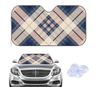 Housse de pare-brise à carreaux bleu et rose, couverture d'hiver pour voitures, accessoires de voiture givré pour pare-brise de voiture, cadeau de nouveau conducteur, protection d'écran d'hiver pour