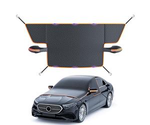 Housse de Pare-Brise de Voiture - 260 x 114 cm, Jupe Pare-Neige, Tissu Oxford résistant intempéries, barrière Contre Le Gel et la Glace avec Protection Solaire et Installation Facile |