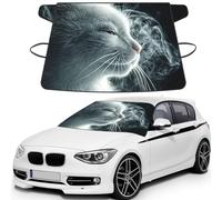 Housse de pare-brise de voiture à imprimé chat fumé pour la glace et la neige, ajustement universel pour la plupart des voitures, protection contre la glace multifonctionnelle pour protéger la neige
