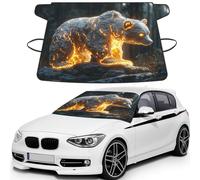 Housse de pare-brise de voiture imprimée « Fire Bears in the Wild » pour la glace et la neige - Ajustement universel pour la plupart des voitures - Protection contre la glace multifonction - Protège