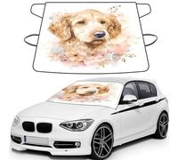 Housse de pare-brise de voiture imprimée Flower The Golden Retriever pour la glace et la neige - Ajustement universel pour la plupart des voitures - Protection contre la glace multifonction - Protège