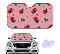 Housse de pare-brise en forme de cœur rouge rose - Protection contre le gel pour l'hiver - Accessoires de voiture - Cadeau pour homme - Protection contre le givre - 145 x 80 cm