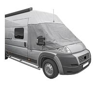 Housse de pare-brise pour camping-car compatible avec Fiat Ducato X250 Peugeot Boxer Citroën Jumper Protection UV Isolation contre la chaleur et le froid Fixation magnétique Montage de porte Blanc