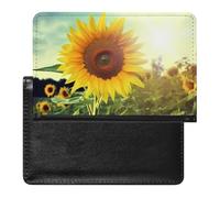 Housse de passeport avec emplacements pour cartes en cuir - Pour passeport - Lucioles et lanternes - Étanche - Pour voyage, Magnifique tournesol., Taille unique