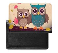 Housse de passeport avec fentes pour cartes en cuir - Beau motif à pois - Étanche - Pour voyage, Jolies chouettes., Taille unique