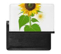Housse de passeport avec fentes pour cartes en cuir - Beau motif à pois - Étanche - Pour voyage, Tournesol et mauvaises herbes, Taille unique