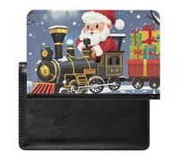 Housse de passeport avec fentes pour cartes en cuir - Étanche - Pour le voyage, Train du Père Noël, Taille unique