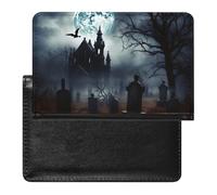 Housse de passeport avec fentes pour cartes - En cuir - Étanche - Pour voyage, Gothique Happy Halloween, Taille unique