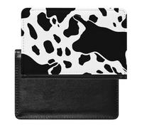 Housse de passeport avec fentes pour cartes en cuir - Étanche - Pour voyage, Imprimé vache noir et blanc., Taille unique