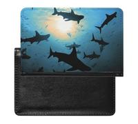 Housse de passeport avec fentes pour cartes - En cuir - Étanche - Pour voyage, Requin marteau., Taille unique